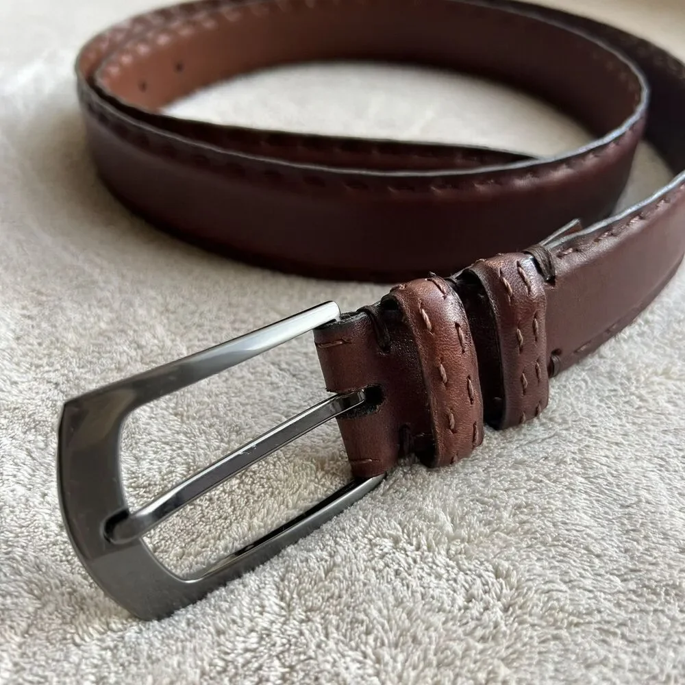 Torino Aniline Kipskin Shoulders Brown Leather Belt Men’s 40 Made in USA 65561‎